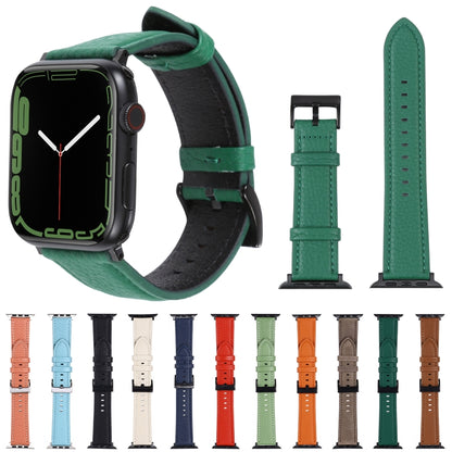 Litchi Texture Leather Watch Band For Apple Watch Ultra 49mm&Watch Ultra 2 49mm / Series 9&8&7 45mm / SE 3&SE 2&6&SE&5&4 44mm / 3&2&1 42mm(Coral Red) - Watch Bands by buy2fix | Online Shopping UK | buy2fix