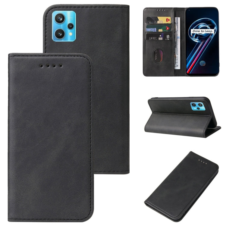 For Realme 9 Pro+ Magnetic Closure Leather Phone Case(Black) - OPPO Cases by buy2fix | Online Shopping UK | buy2fix