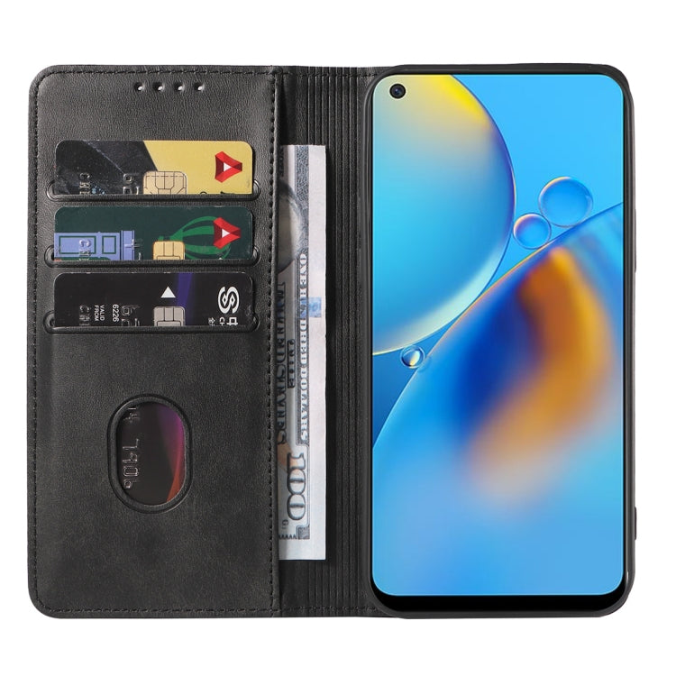 For OPPO A74 4G Magnetic Closure Leather Phone Case(Black) - OPPO Cases by buy2fix | Online Shopping UK | buy2fix