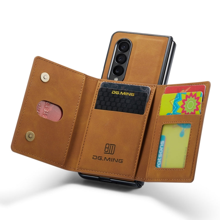 For Samsung Galaxy Z Fold4 DG.MING M2 Series 3-Fold Multi Card Bag Phone Case(Brown) - Galaxy Z Fold4 5G Cases by DG.MING | Online Shopping UK | buy2fix