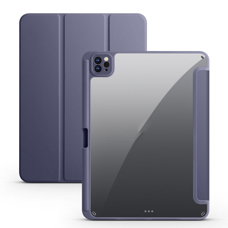 For iPad Air 13 2024 / Pro 12.9 2022 / 2021 / 2020 / 2018 Acrylic 3-folding Smart Leather Tablet Case(Purple) - iPad Pro 12.9 (2022/2021) Cases by buy2fix | Online Shopping UK | buy2fix