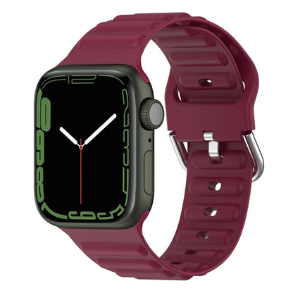 Ocean Ripple Watch Band For Apple Watch Series 8&7 45mm / SE 2&6&SE&5&4 44mm(Wine Red) - Watch Bands by buy2fix | Online Shopping UK | buy2fix