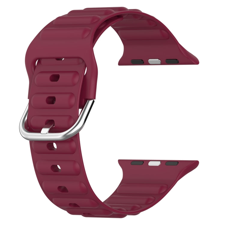 Ocean Ripple Watch Band For Apple Watch Series 8&7 45mm / SE 2&6&SE&5&4 44mm(Wine Red) - Watch Bands by buy2fix | Online Shopping UK | buy2fix