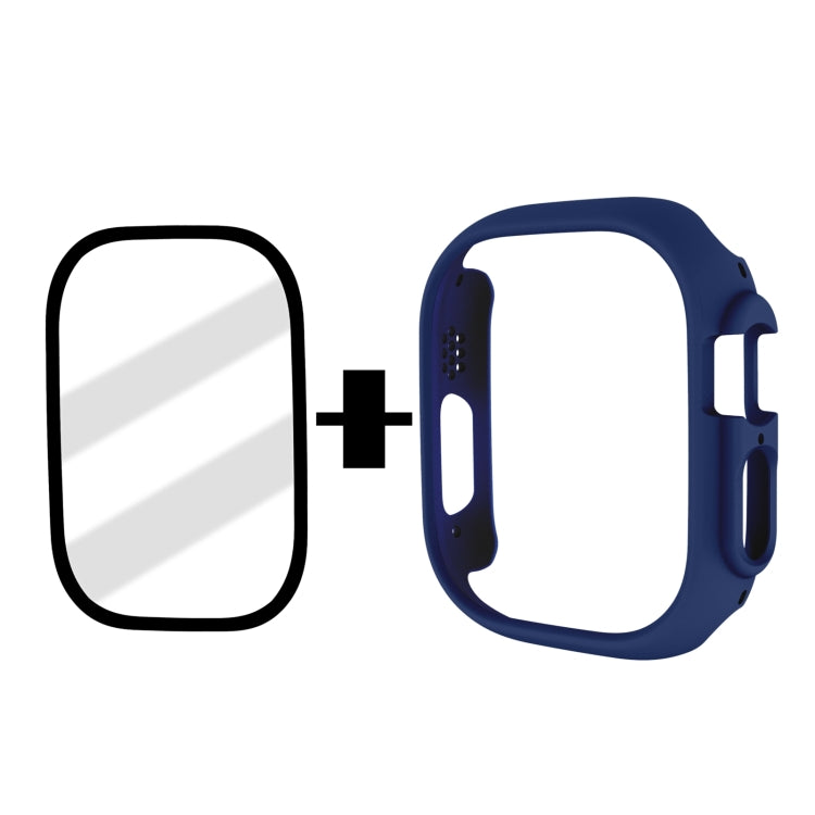 Tempered Glass Film Frosted PC Watch Case For Apple Watch Ultra 49mm / Apple Watch Ultra 2 49mm(Dark Blue) - Watch Cases by buy2fix | Online Shopping UK | buy2fix