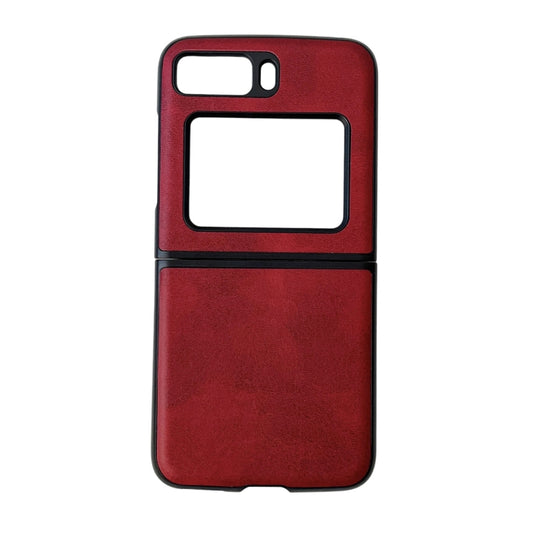 For Motorola Moto Razr 2022 Two-color Cowhide Texture Top-grain Leather Phone Case(Red) - Motorola Cases by buy2fix | Online Shopping UK | buy2fix