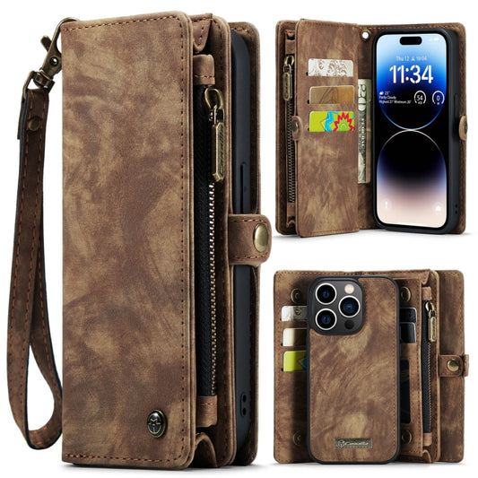 For iPhone 14 Pro CaseMe 008 Detachable Multifunctional Leather Phone Case(Brown) - iPhone 14 Pro Cases by CaseMe | Online Shopping UK | buy2fix