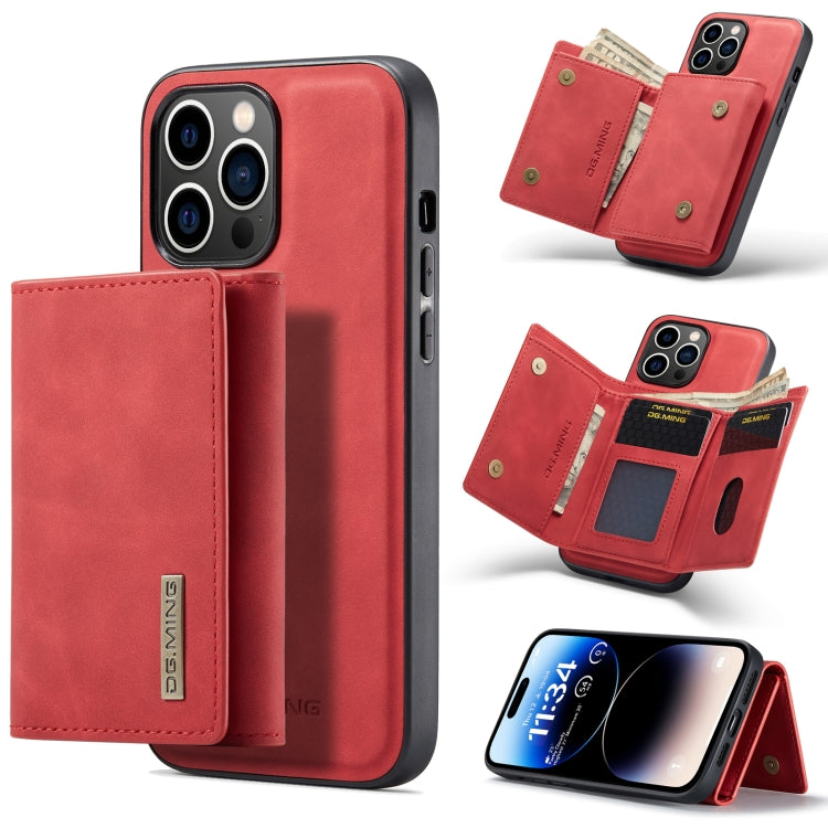 For iPhone 14 Pro DG.MING M1 Series 3-Fold Multi Card Wallet Leather Case(Red) - iPhone 14 Pro Cases by DG.MING | Online Shopping UK | buy2fix