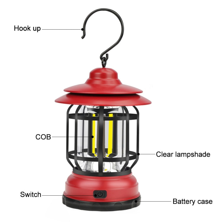 Portable Retro Hanging Lamp Lantern Camping Tent Light, Type:USB Charging(Red) - Camping Lighting by buy2fix | Online Shopping UK | buy2fix