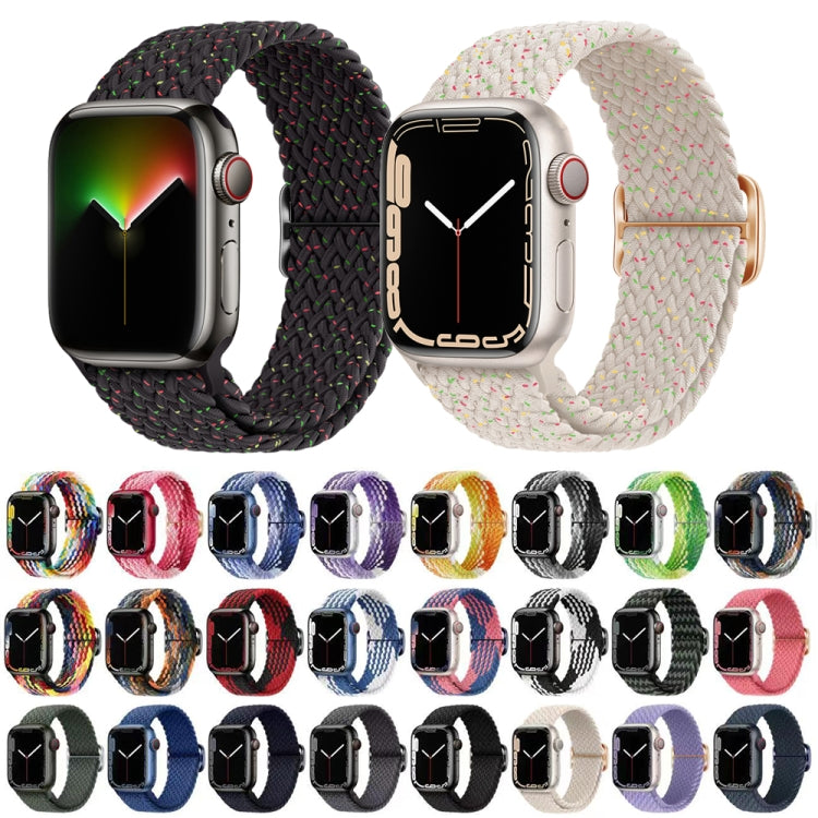 Buckle Nylon Braided Watch Band for Apple Watch Ultra 49mm&Watch Ultra 2 49mm / Series 9&8&7 45mm / SE 3&SE 2&6&SE&5&4 44mm / 3&2&1 42mm(Denim Rainbow) - Watch Bands by buy2fix | Online Shopping UK | buy2fix