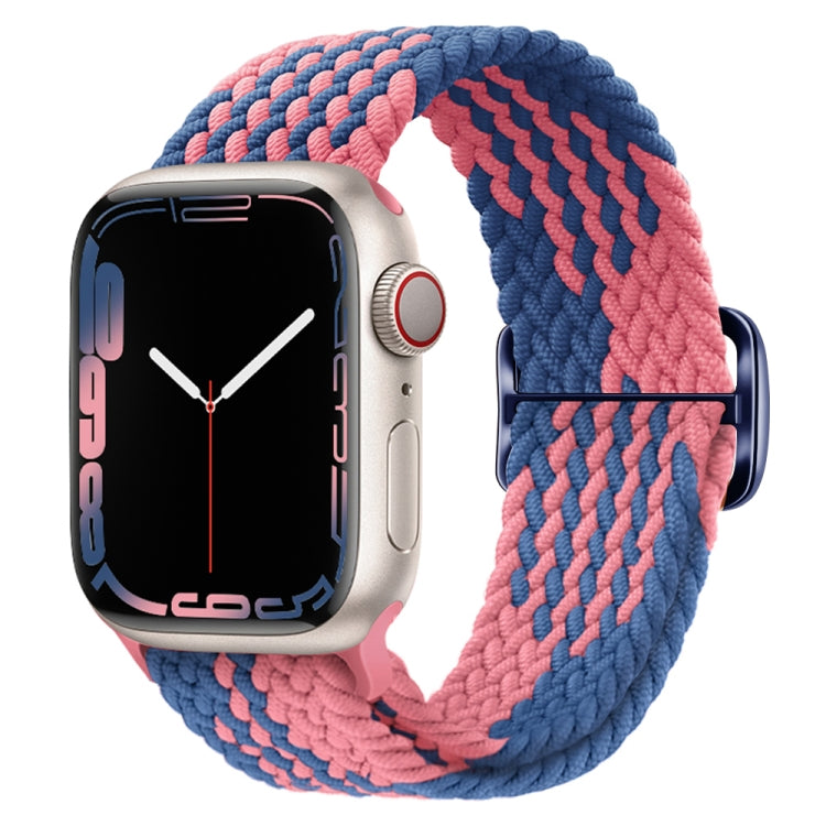 Buckle Nylon Braided Watch Band For Apple Watch Series 8&7 41mm / SE 2&6&SE&5&4 40mm / 3&2&1 38mm(Blue Pink) - Watch Bands by buy2fix | Online Shopping UK | buy2fix