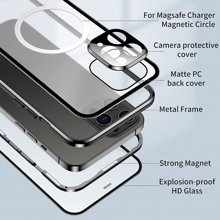 For iPhone 12 Pro Max 360 Full Body Magnetic Frosted Magsafe Phone Case(Black) - iPhone 12 Pro Max Cases by buy2fix | Online Shopping UK | buy2fix