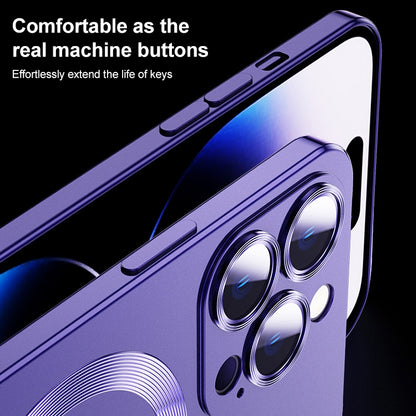 For iPhone 12 Pro Liquid Lens Protector Magsafe Phone Case(Dark Purple) - iPhone 12 / 12 Pro Cases by buy2fix | Online Shopping UK | buy2fix