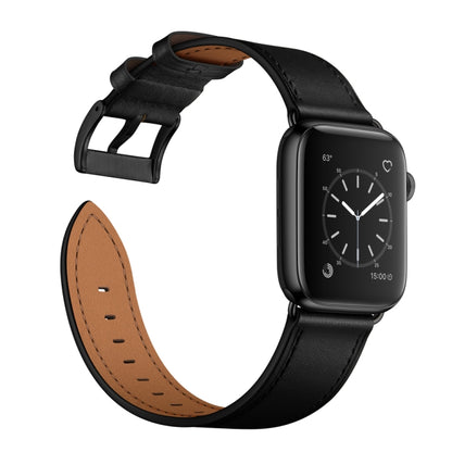 Classic Cowhide Genuine Leather Watch Band For Apple Watch Ultra 49mm&Watch Ultra 2 49mm / Series 9&8&7 45mm / SE 3&SE 2&6&SE&5&4 44mm / 3&2&1 42mm(Black) - Watch Bands by buy2fix | Online Shopping UK | buy2fix