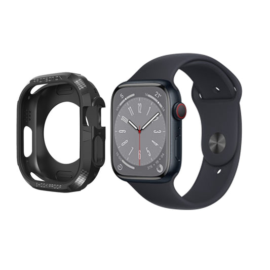 Carbon Fiber Shockproof Case For Apple Watch Series 8&7 41mm(Black) - Watch Cases by buy2fix | Online Shopping UK | buy2fix