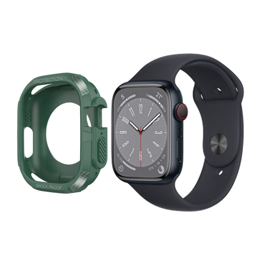 Carbon Fiber Shockproof Case For Apple Watch Series 8&7 41mm(Green) - Watch Cases by buy2fix | Online Shopping UK | buy2fix