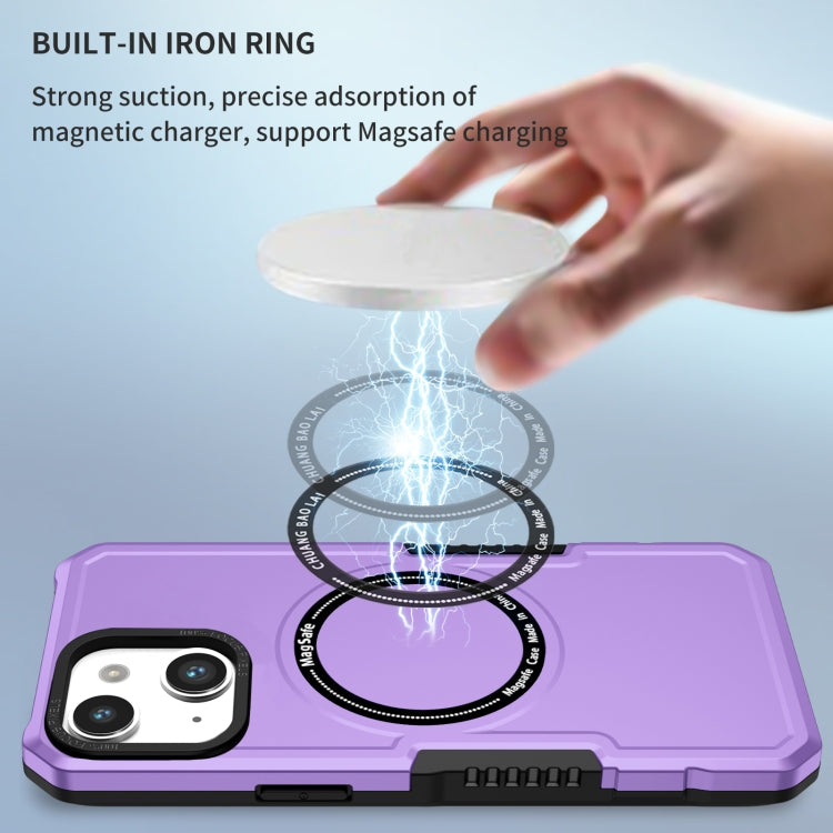 For iPhone 14 MagSafe Shockproof Armor Phone Case(Purple) - iPhone 14 Cases by buy2fix | Online Shopping UK | buy2fix