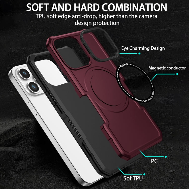 For iPhone 12 MagSafe Shockproof Armor Phone Case(Wine Red) - iPhone 12 / 12 Pro Cases by buy2fix | Online Shopping UK | buy2fix