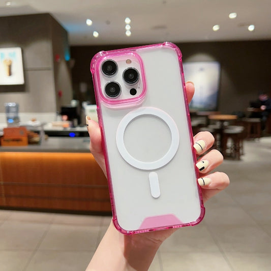 For iPhone 12 / 12 Pro High Transparent Acrylic MagSafe Shockproof Phone Case(Pink) - iPhone 12 / 12 Pro Cases by buy2fix | Online Shopping UK | buy2fix