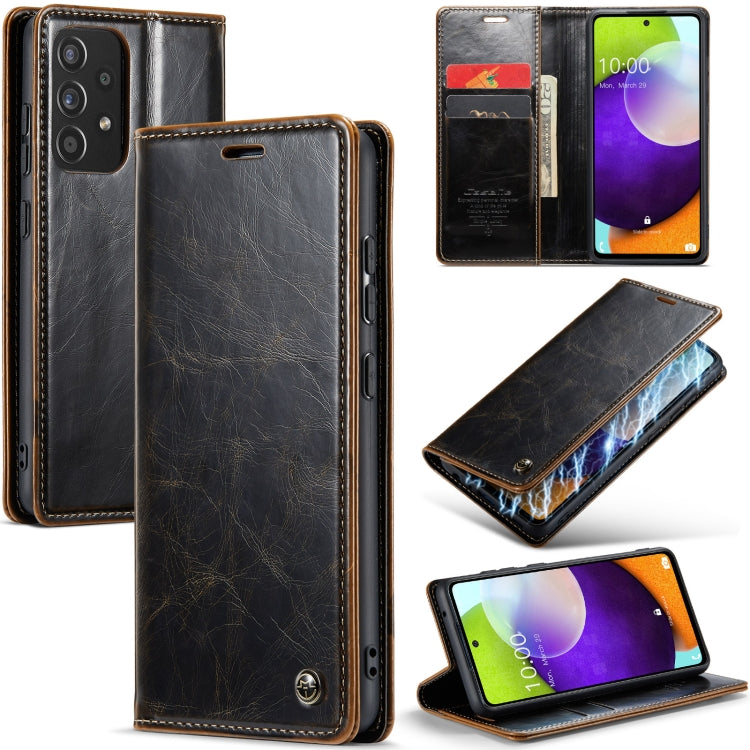 For Samsung Galaxy A52 CaseMe 003 Crazy Horse Texture Leather Phone Case(Coffee) - Galaxy Phone Cases by CaseMe | Online Shopping UK | buy2fix