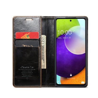 For Samsung Galaxy A52 CaseMe 003 Crazy Horse Texture Leather Phone Case(Coffee) - Galaxy Phone Cases by CaseMe | Online Shopping UK | buy2fix