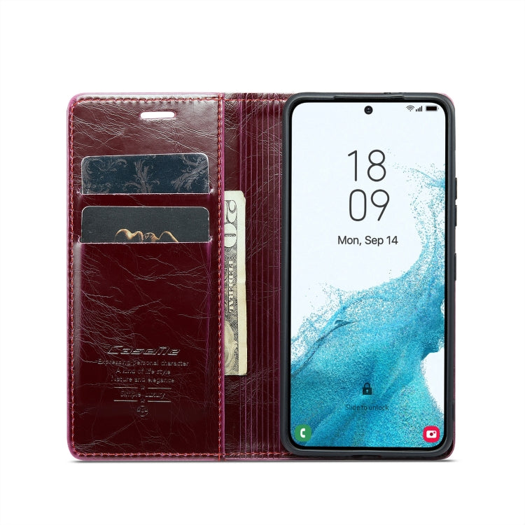 For Samsung Galaxy S22+ 5G CaseMe 003 Crazy Horse Texture Leather Phone Case(Wine Red) - Galaxy S22+ 5G Cases by CaseMe | Online Shopping UK | buy2fix