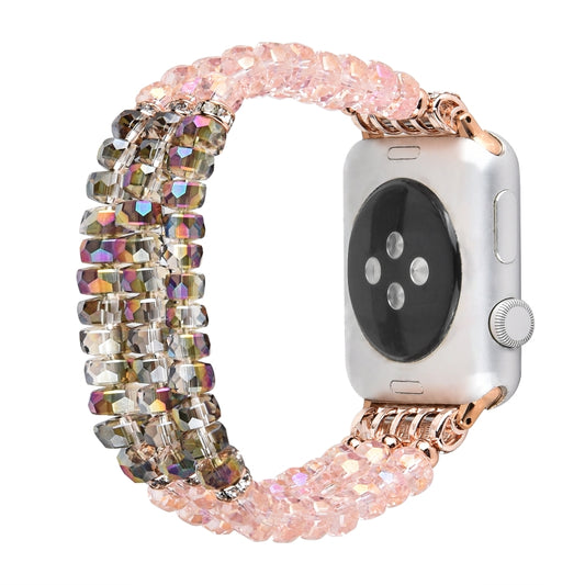 For Apple Watch 5 & 4 40mm / 3 & 2 & 1 38mm Pearl Crystal Watch Band(Crystal Pink) - Watch Bands by buy2fix | Online Shopping UK | buy2fix