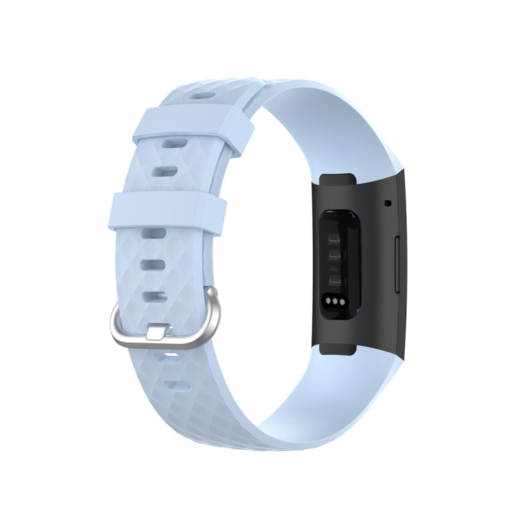 18mm Silver Color Buckle TPU Wrist Strap Watch Band for Fitbit Charge 4 / Charge 3 / Charge 3 SE, Size: S(Light Blue) - Watch Bands by buy2fix | Online Shopping UK | buy2fix