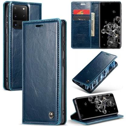 For Samsung Galaxy S20 Ultra CaseMe 003 Crazy Horse Texture Leather Phone Case(Blue) - Galaxy Phone Cases by CaseMe | Online Shopping UK | buy2fix