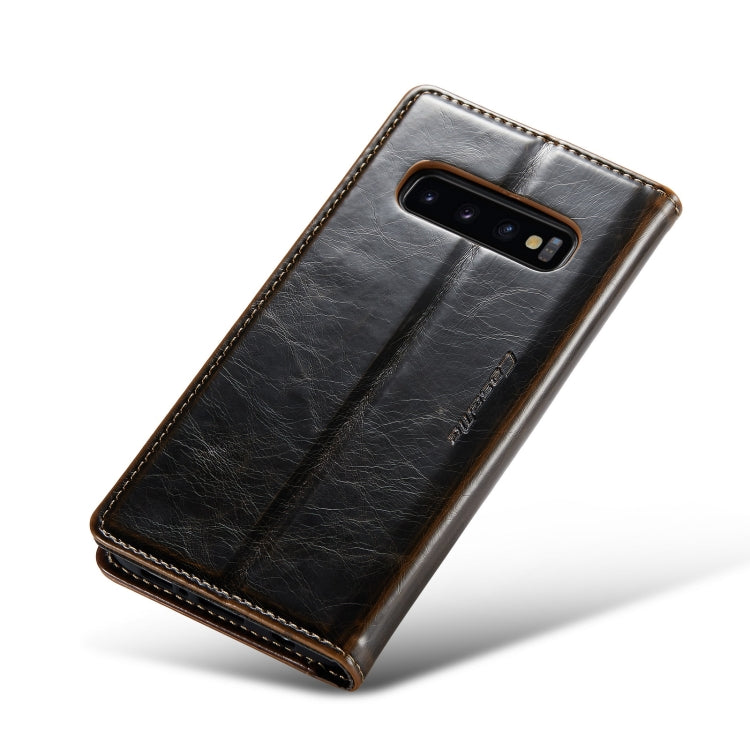 For Samsung Galaxy S10+ CaseMe 003 Crazy Horse Texture Leather Phone Case(Coffee) - Galaxy Phone Cases by CaseMe | Online Shopping UK | buy2fix