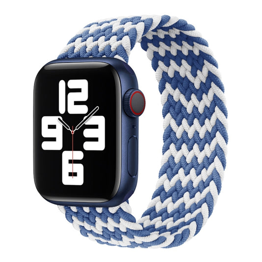 Nylon Single-turn Braided Watch Band For Apple Watch Ultra 49mm&Watch Ultra 2 49mm / Series 9&8&7 45mm / SE 3&SE 2&6&SE&5&4 44mm / 3&2&1 42mm, Length:145mm (Blue to white) - Watch Bands by buy2fix | Online Shopping UK | buy2fix