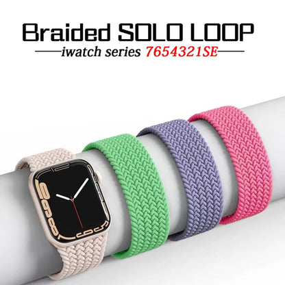 Nylon Single-turn Braided Watch Band For Apple Watch Ultra 49mm&Watch Ultra 2 49mm / Series 9&8&7 45mm / SE 3&SE 2&6&SE&5&4 44mm / 3&2&1 42mm, Length:145mm(Light Purple) - Watch Bands by buy2fix | Online Shopping UK | buy2fix