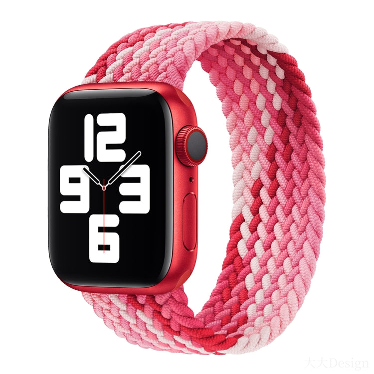 Nylon Single-turn Braided Watch Band For Apple Watch Ultra 49mm&Watch Ultra 2 49mm / Series 9&8&7 45mm / SE 3&SE 2&6&SE&5&4 44mm / 3&2&1 42mm, Length:155mm(Strawberry Red) - Watch Bands by buy2fix | Online Shopping UK | buy2fix