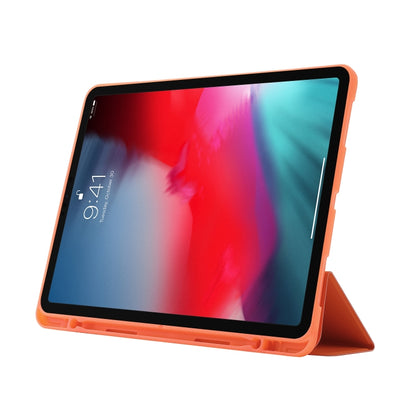 Skin Feel Pen Holder Tri-fold Tablet Leather Case For iPad Air 13 2024 / iPad Pro 12.9 2022 / 2021 / 2020 / 2018(Orange) - iPad Pro 12.9 (2022/2021) Cases by buy2fix | Online Shopping UK | buy2fix