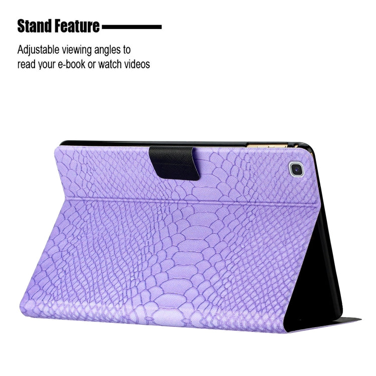 For Samsung Galaxy Tab S6 Lite Solid Color Crocodile Texture Leather Smart Tablet Case(Purple) - Tab S6 Lite P610 / P615 by buy2fix | Online Shopping UK | buy2fix