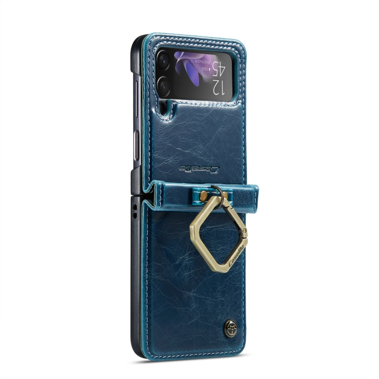 For Samsung Galaxy Z Flip3 5G CaseMe 003 Crazy Horse Texture Leather Phone Case with Lanyard(Blue) - Galaxy Phone Cases by CaseMe | Online Shopping UK | buy2fix