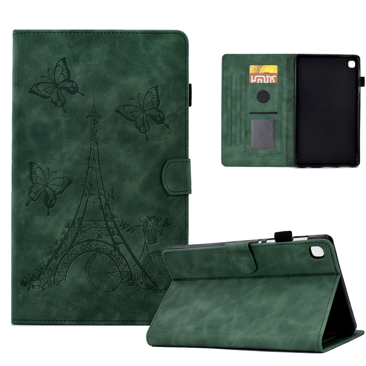 For Samsung Galaxy Tab A7 10.4 2020 T500 Tower Embossed Leather Smart Tablet Case(Green) - Other Galaxy Tab PC by buy2fix | Online Shopping UK | buy2fix