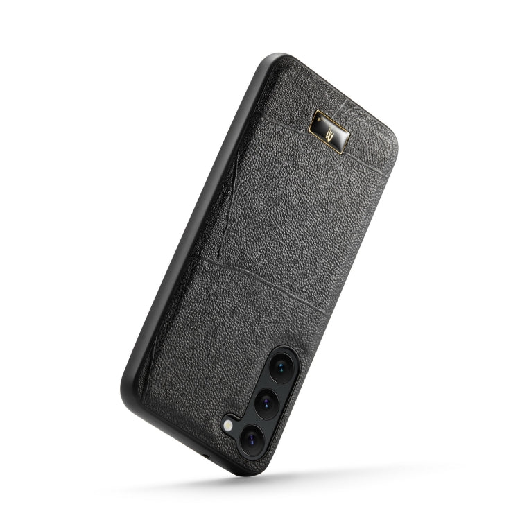 For Samsung Galaxy S23+ 5G Fierre Shann Leather Texture Phone Back Cover Case(Ox Tendon Black) - Galaxy S23+ 5G Cases by FIERRE SHANN | Online Shopping UK | buy2fix