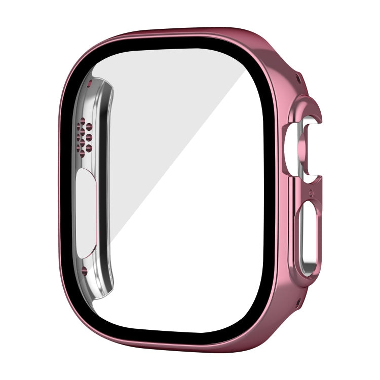 For Apple Watch Ultra 2 / Ultra 49mm Plating Gloss PC Tempered Glass Integral Watch Case(Pink) - Watch Cases by buy2fix | Online Shopping UK | buy2fix