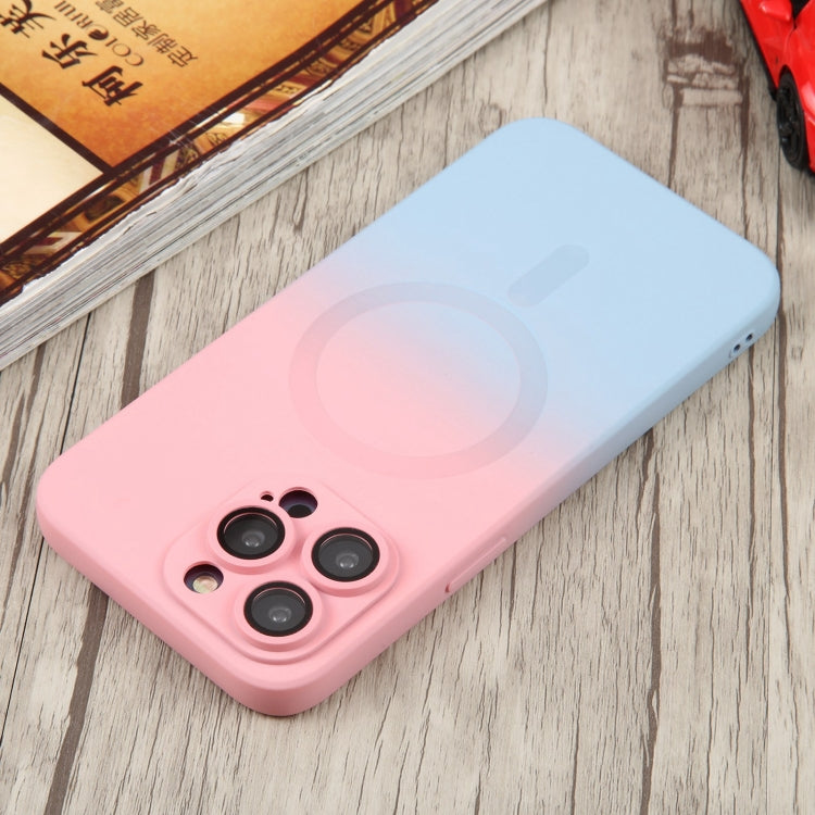 For iPhone 14 Liquid TPU Silicone Gradient MagSafe Phone Case(Pink Blue) - iPhone 14 Cases by buy2fix | Online Shopping UK | buy2fix