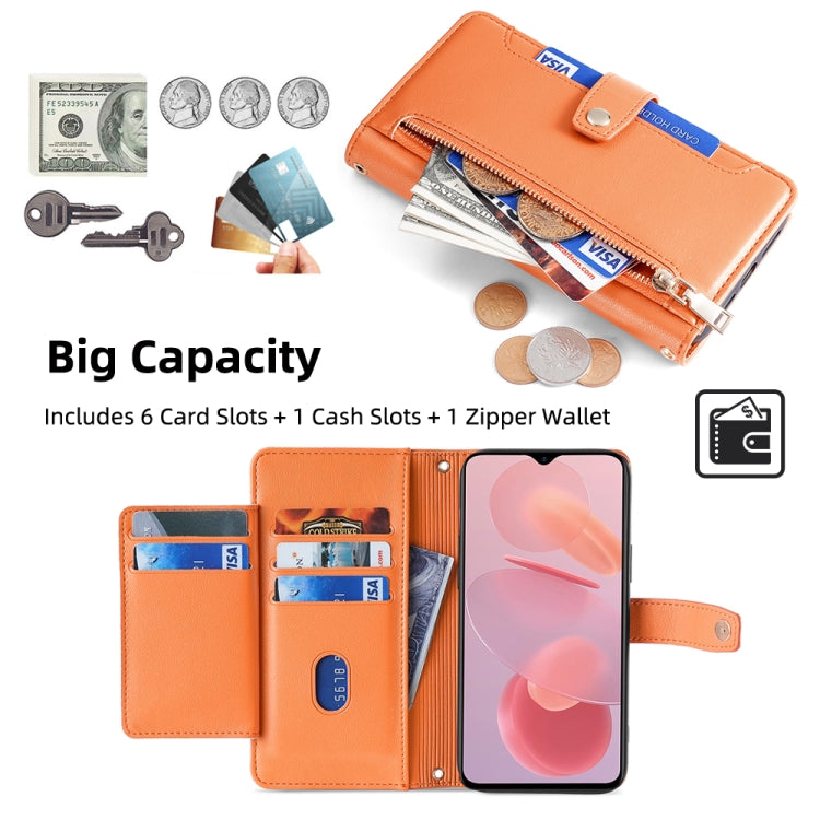 For Ulefone Note 12P Sheep Texture Cross-body Zipper Wallet Leather Phone Case(Orange) - Ulefone Cases by buy2fix | Online Shopping UK | buy2fix