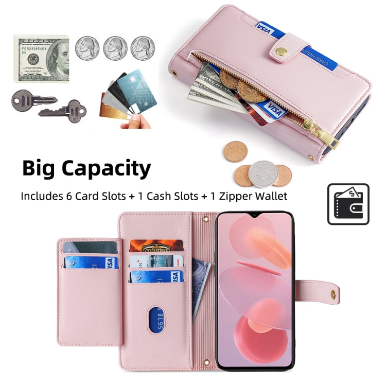 For Ulefone Note 12P Sheep Texture Cross-body Zipper Wallet Leather Phone Case(Pink) - Ulefone Cases by buy2fix | Online Shopping UK | buy2fix