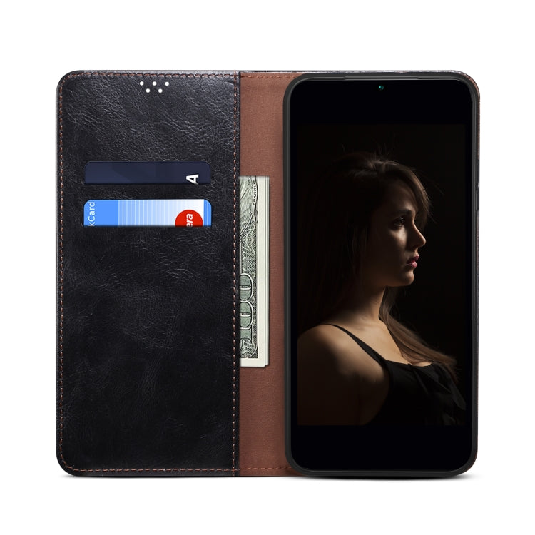 For OnePlus 11 Oil Wax Crazy Horse Texture Leather Phone Case(Black) - OnePlus Cases by buy2fix | Online Shopping UK | buy2fix