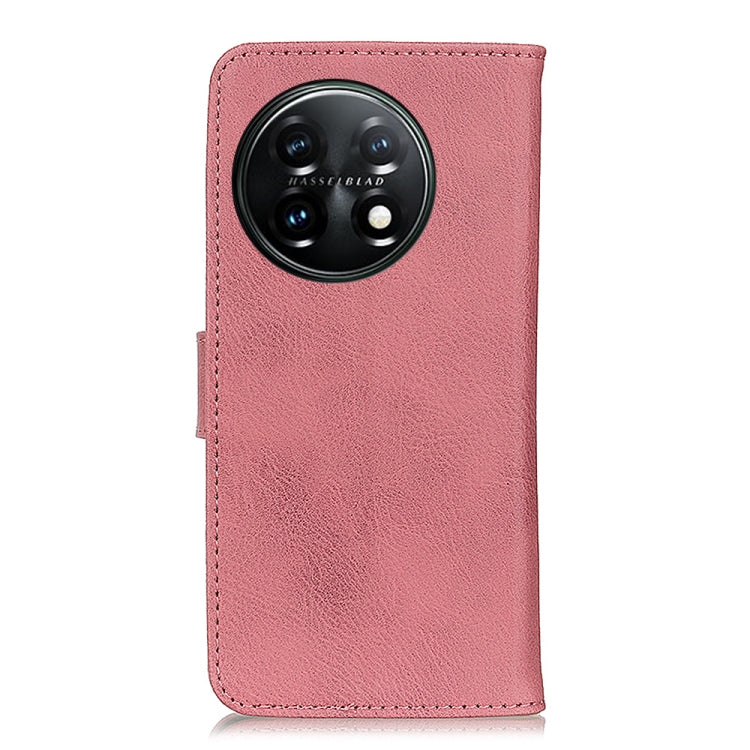 For OnePlus 11 5G KHAZNEH Cowhide Texture Flip Leather Phone Case(Pink) - OnePlus Cases by buy2fix | Online Shopping UK | buy2fix