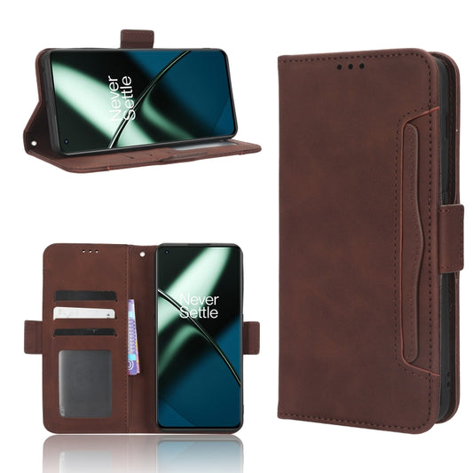 For OnePlus 11 5G Skin Feel Calf Texture Card Slots Leather Phone Case(Brown) - OnePlus Cases by buy2fix | Online Shopping UK | buy2fix