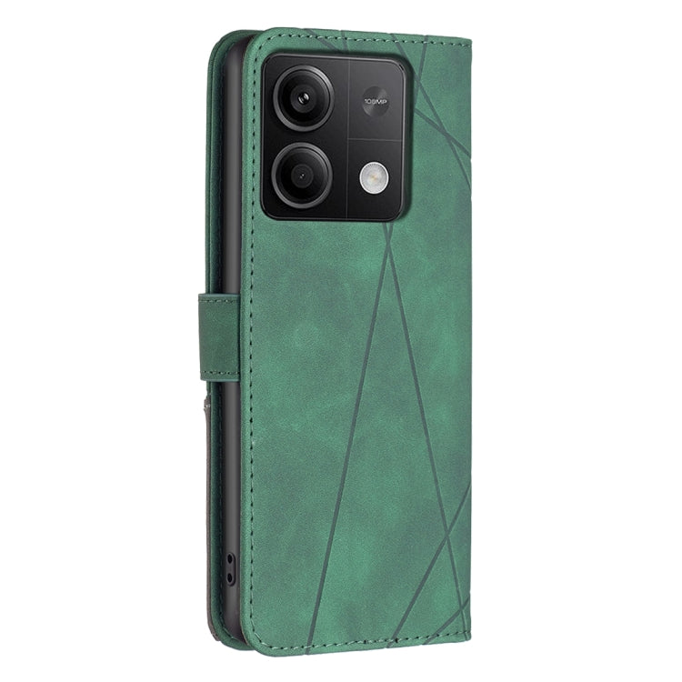 For Xiaomi Redmi Note 13 4G Global Magnetic Buckle Rhombus Texture Leather Phone Case(Green) - Note 13 Cases by buy2fix | Online Shopping UK | buy2fix