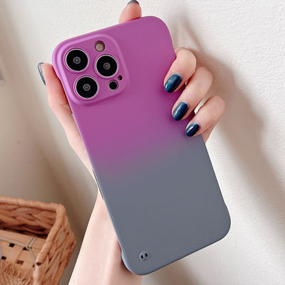 For iPhone 14 Frameless Skin Feel Gradient Phone Case(Dark Purple + Grey) - iPhone 14 Cases by buy2fix | Online Shopping UK | buy2fix