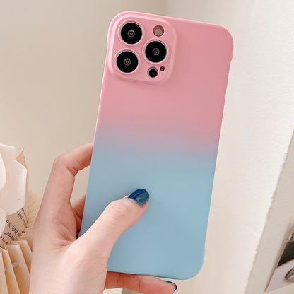 For iPhone 11 Frameless Skin Feel Gradient Phone Case(Pink + Light Blue) - iPhone 11 Cases by buy2fix | Online Shopping UK | buy2fix