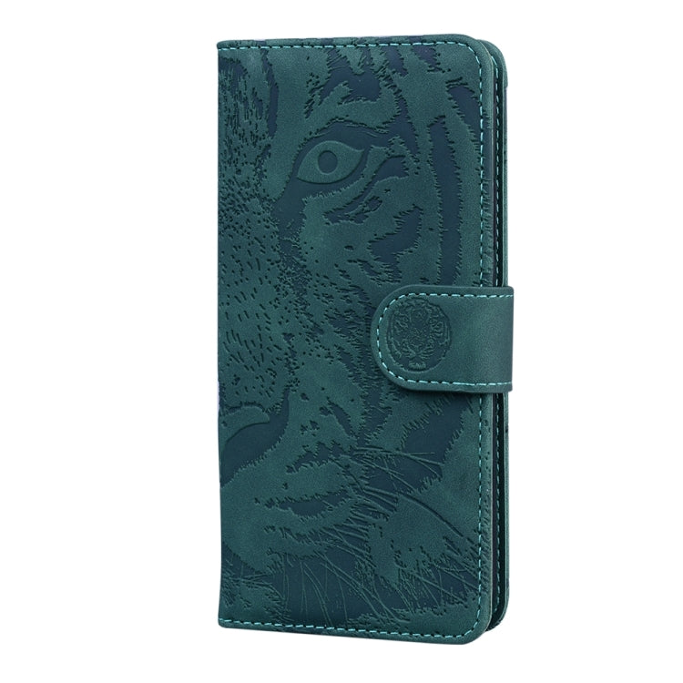 For OnePlus 11 Tiger Embossing Pattern Leather Phone Case(Green) - OnePlus Cases by buy2fix | Online Shopping UK | buy2fix