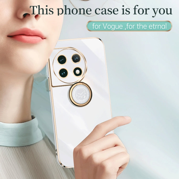 For OnePlus 11 XINLI Straight Edge 6D Electroplate TPU Phone Case with Ring Holder(Mint Green) - OnePlus Cases by XINLI | Online Shopping UK | buy2fix