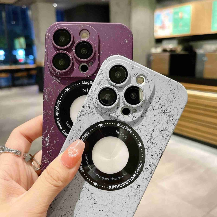 For iPhone 14 Plus Marble Pattern MagSafe PC Phone Case(Black) - iPhone 14 Plus Cases by buy2fix | Online Shopping UK | buy2fix